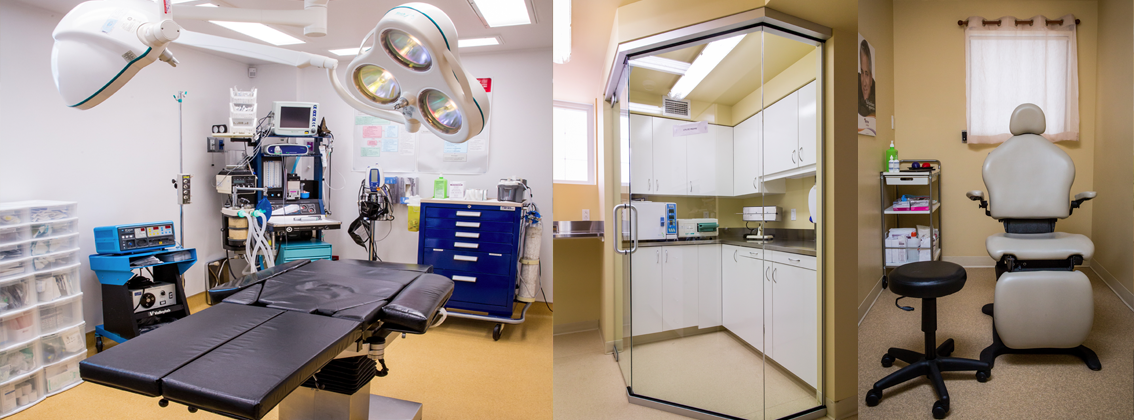 photos des installations de la clinique de chirurgie esthétique, bloc opératoire, chambre stérile et salle d'injection