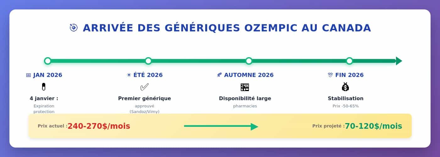 Timeline arrivée génériques Ozempic Canada 2026