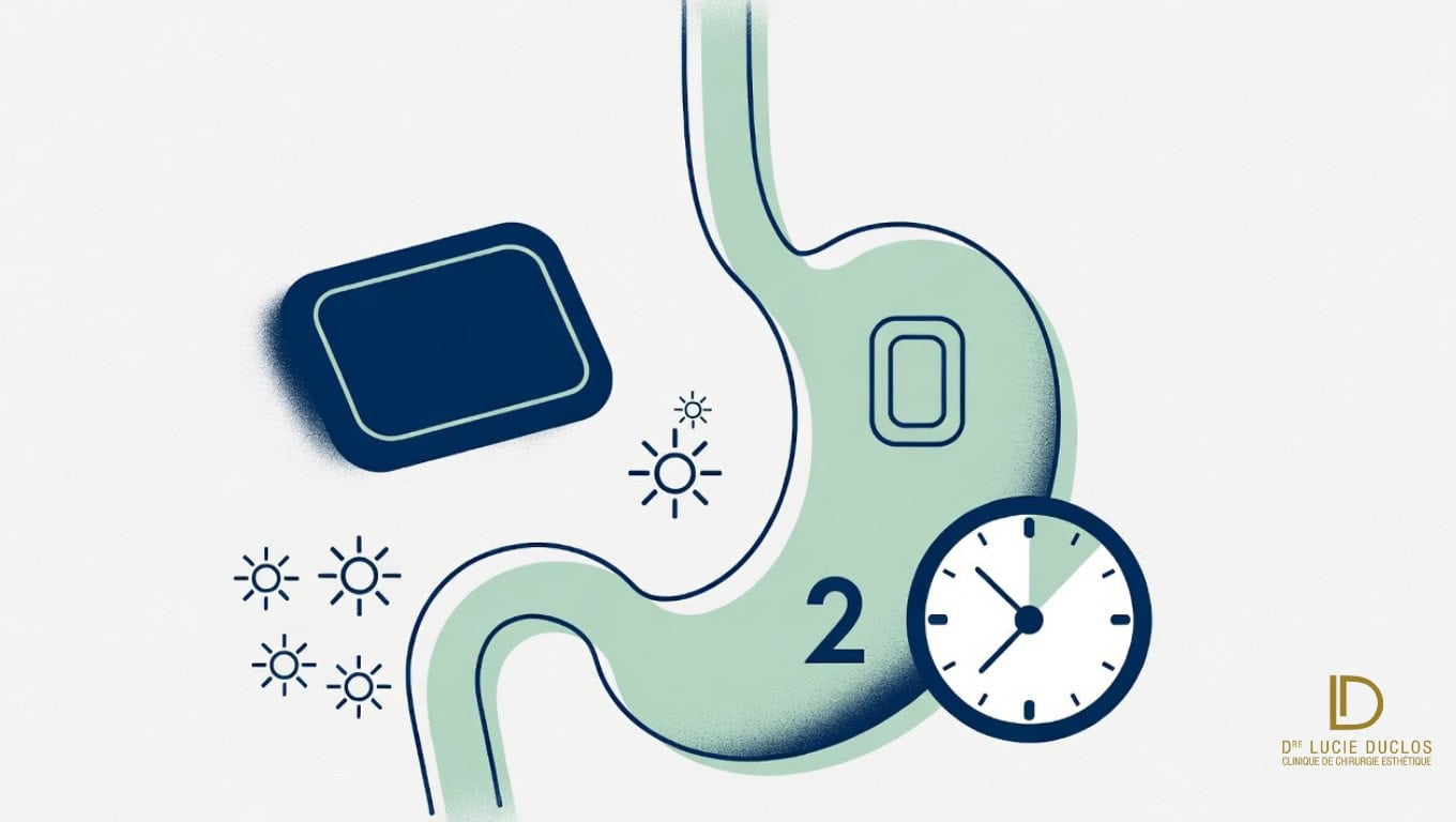 Illustration : hormone GLP-1 naturelle comme frein de la vidange gastrique