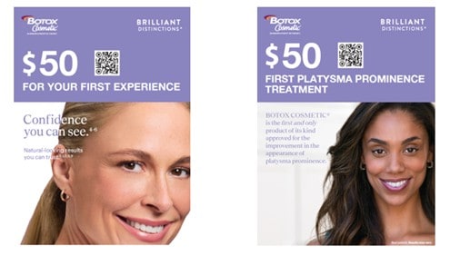 Promotion Brillantes Distinctions Botox Cosmétique 2026 - récompense 50$