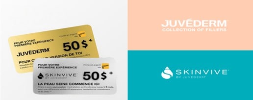 Promotion Brillantes Distinctions Juvéderm et SkinVive 2026 - récompense 50$